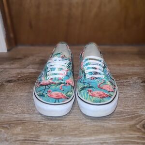 Men's Vans Pink and Blue Flamingo Tropical Shoes 10.5